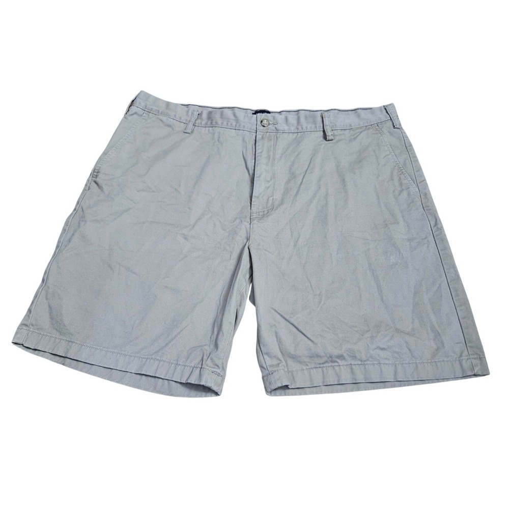 Nautica Mens Classic Fit Flat Front Chino Shorts Tan Cotton Twill Size 40